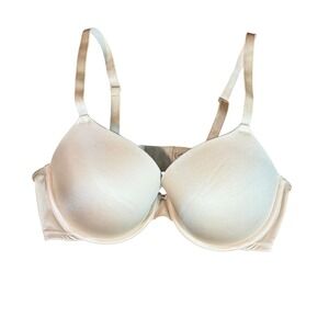 Auden Womens Demi T-Shirt Push-Up Bra 36C Pearl Tan Underwire Light Lift Molded